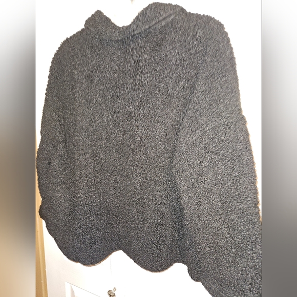 Black Faux Curly Lambs Wool Cropped Double Breasted Short Coat / Jacket / Women' - Picture 2 of 9